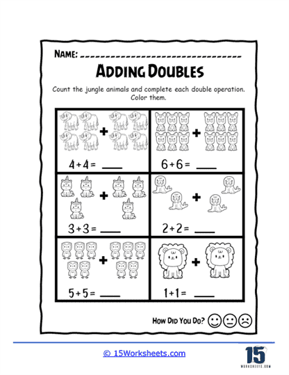 Safari Doubles Worksheet