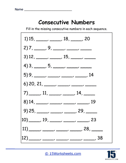 Sequence Fill Worksheet