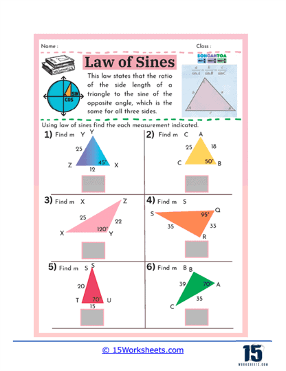 Law of Sines Worksheets