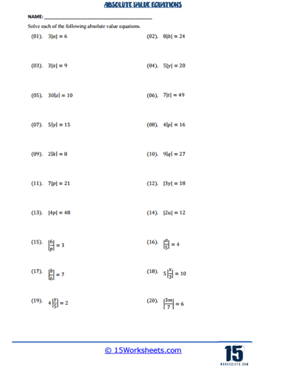 Absolute Practice Worksheet