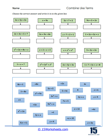 Equation Match Worksheet