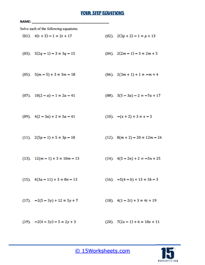 Algebraic Journey Worksheet