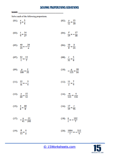 Proportion Puzzle Worksheet