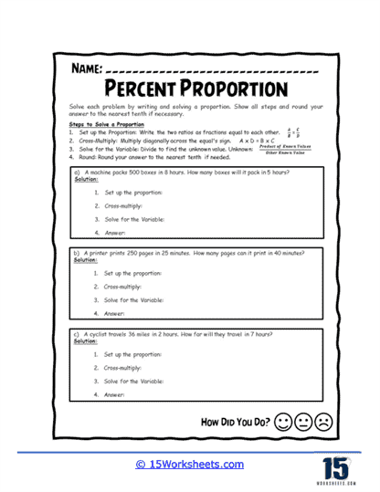 Percent Proportion Worksheets