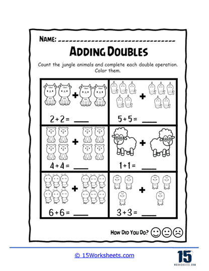 Jungle Doubles Worksheet