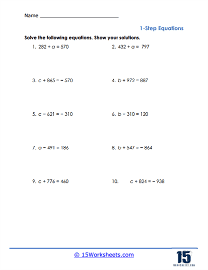 Sum Solutions Worksheet