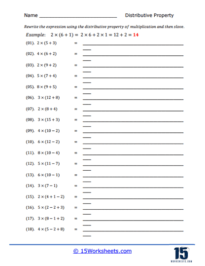 Distribute and Solve Worksheet