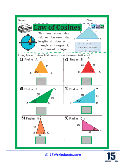 Cosine Mastery Worksheet