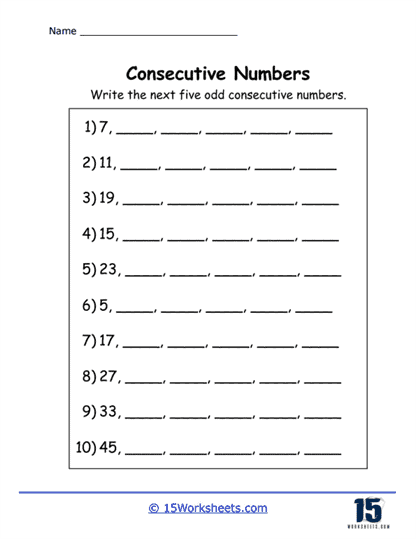 Odd Numbers Path Worksheet