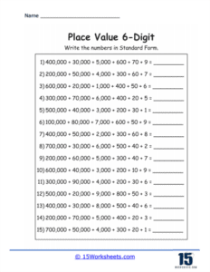 6-Digit Place Value Worksheets - 15 Worksheets.com