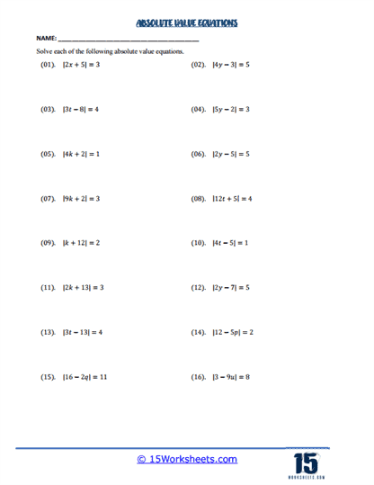 Absolute Essentials Worksheet