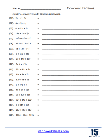 Algebra Adventure Worksheet