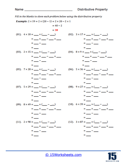 Distribute and Solve Worksheet