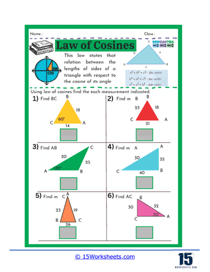 Cosine Puzzles Worksheet