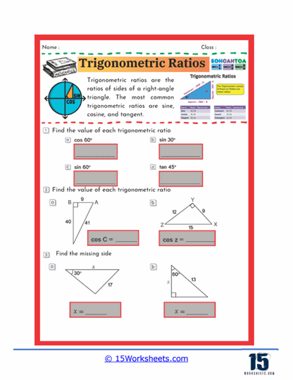 Ratio Questions Worksheet