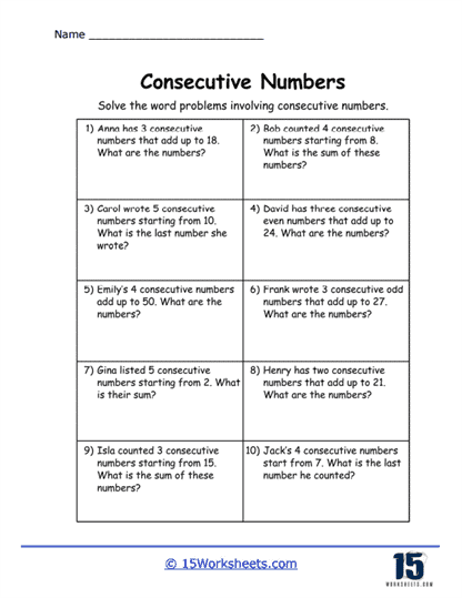 Number Puzzles Worksheet