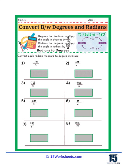 Radian Rotations Worksheet