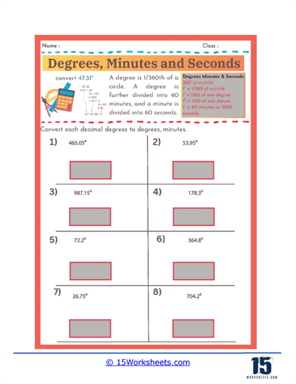 Degree Converter Worksheet