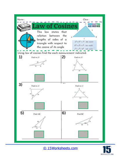 Cosine Clues Worksheet