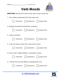 Verb Moods Worksheets 15 Worksheets com