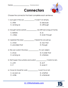 Connectors Worksheets | Improve Sentence Flow - 15 Worksheets.com