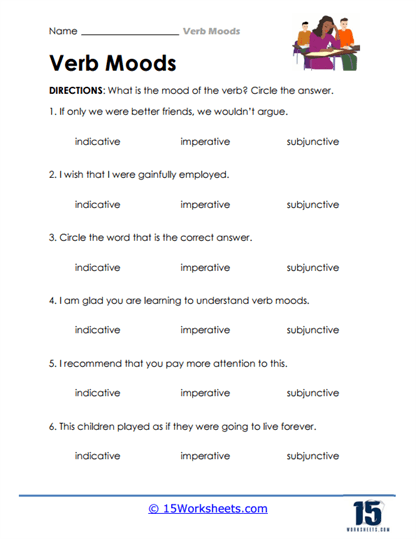 Verb Moods Worksheets - 15 Worksheets.com