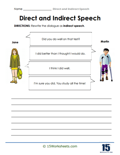 Speech Shift Worksheet