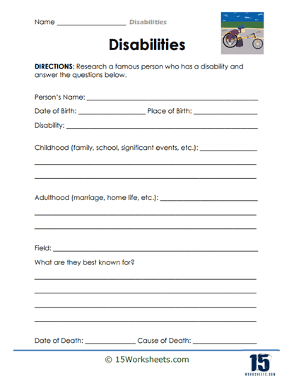 Inspiring Lives Worksheet