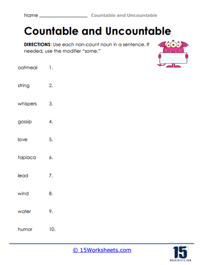 Noun Builder Worksheet