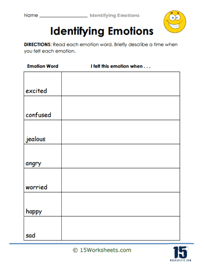 Feeling Journal Worksheet