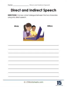 Direct and Indirect Speech Worksheets | Contextual Usage - 15 ...