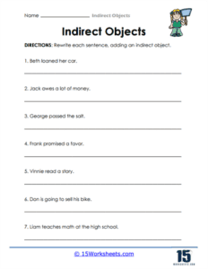 Indirect Objects Worksheets - 15 Worksheets.com