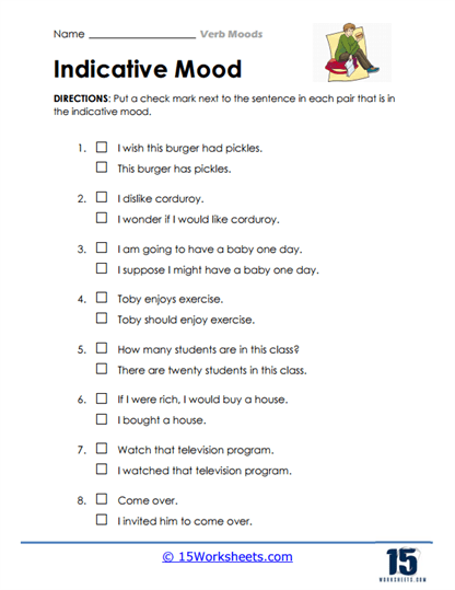 Verb Moods Worksheets - 15 Worksheets.com