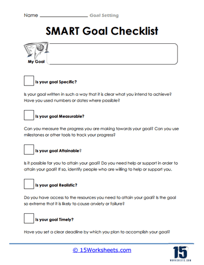 SMART Steps Worksheet