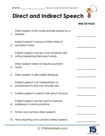 Speech Facts Worksheet