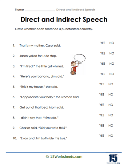 Punctuation Check Worksheet