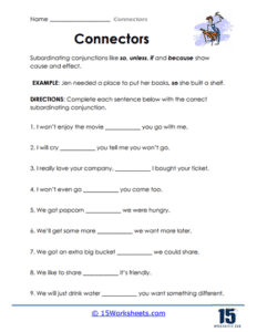 Connectors Worksheets | Improve Sentence Flow - 15 Worksheets.com