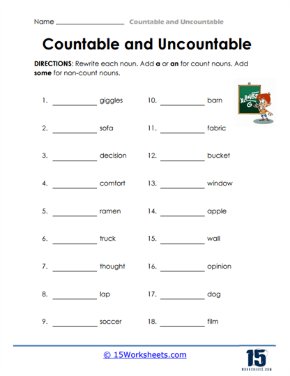 Noun Choices Worksheet