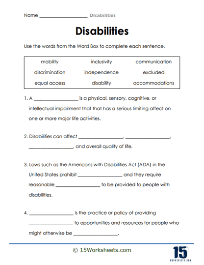 Fill-In Fun Worksheet