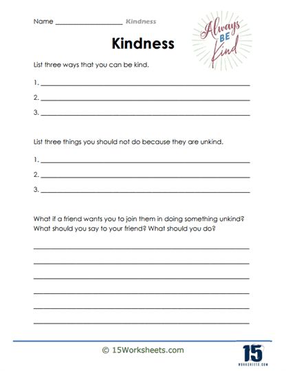 Better Choices Worksheet