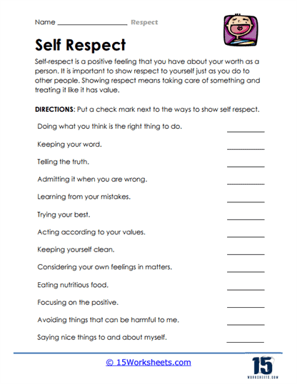 Self-Care Checklist Worksheet