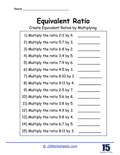 Times Ratios Worksheet