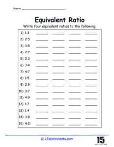 Equivalent Ratios Worksheets Ratios and Proportions 15 Worksheets com