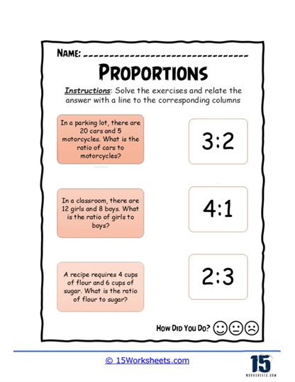 Parking Lot Proportions Worksheet