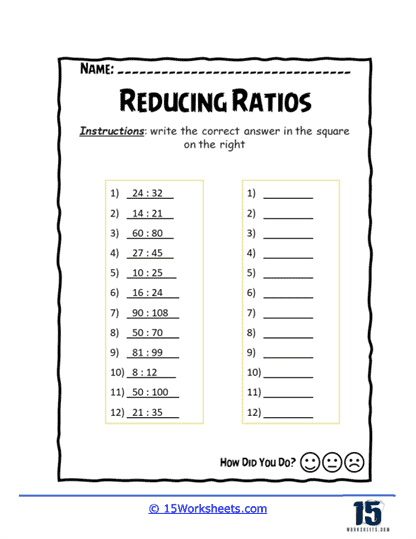 Ratio Challenge Worksheet