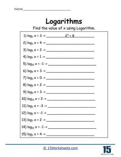 Logarithmic Equation Solver Worksheet