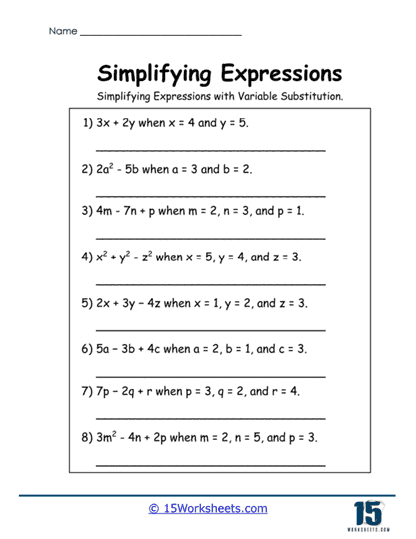 Substitution Solver Worksheet