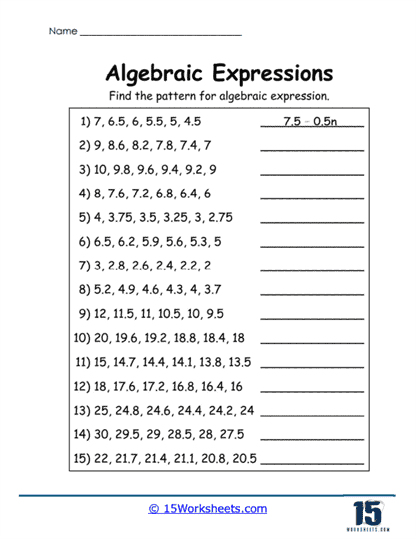 Pattern Power Worksheet