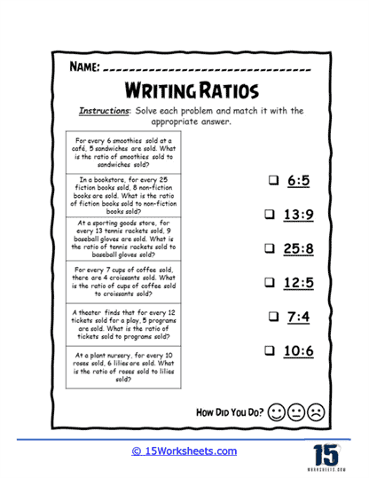 Ratio Challenge Worksheet