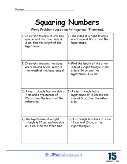 Negative Square Worksheet